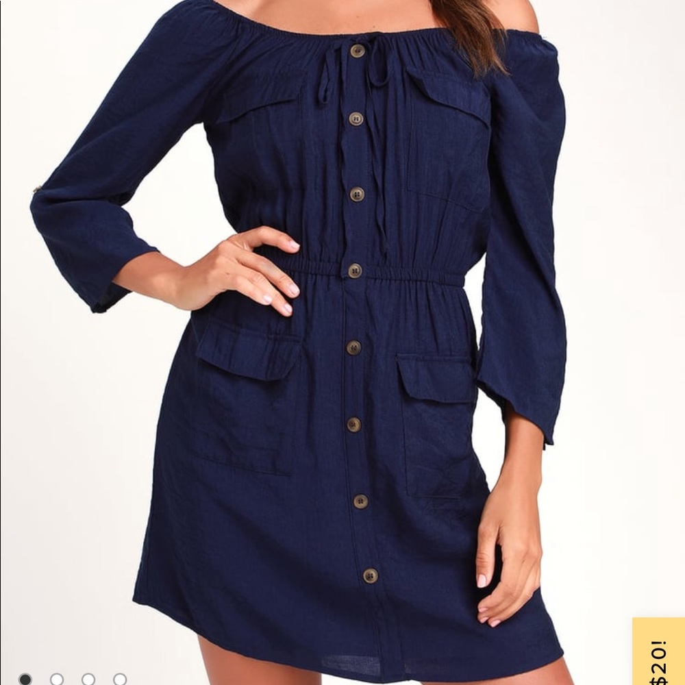Lulus brand new off shoulder blue dress